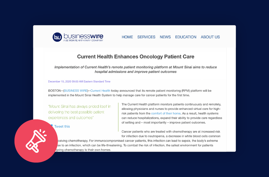 Mount Sinai to Implement Current Health to Enhance Oncology Patient Care