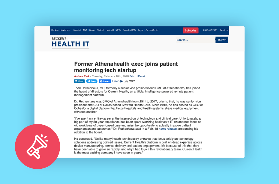Former Athenahealth Exec Joins Patient Monitoring Startup