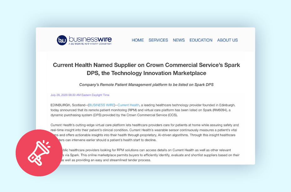 Current Health Listed Supplier on UK’s Crown Commercial Service