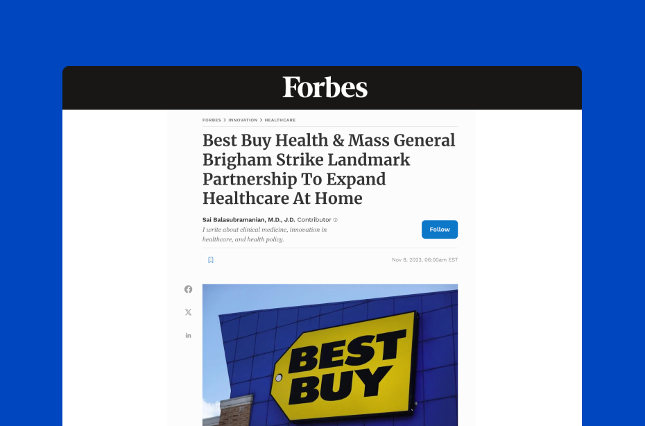 Mass General Brigham Partners with Best Buy Health